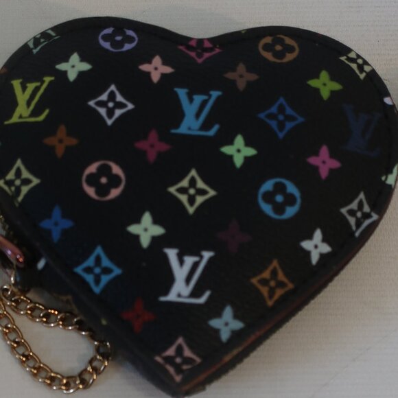 Women Louis Vuitton X Takashi Murakami Black, Multicolor Heart Pouch Coin Case - Picture 3 of 7